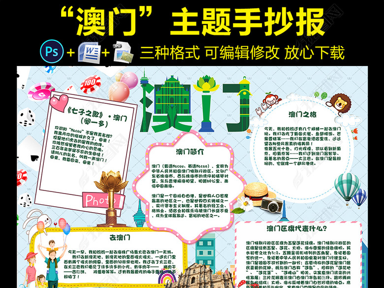 澳门小报澳门回归18周年手抄报电子小报图片