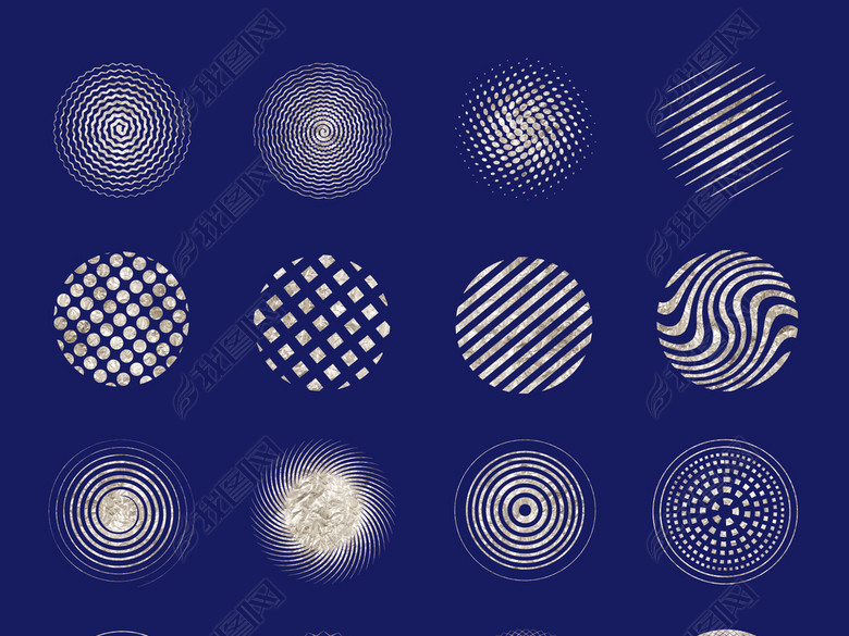 2018圆形几何抽象图形铂金质感矢量素材图片