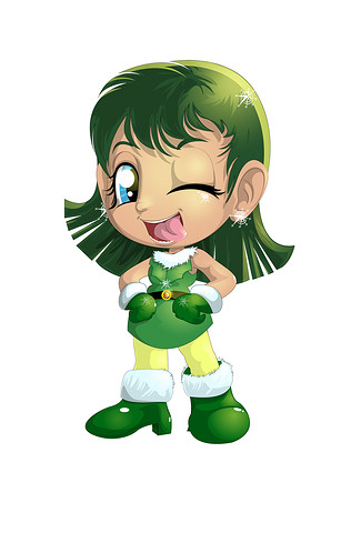 眨眼睛的小女孩卡通人物素材