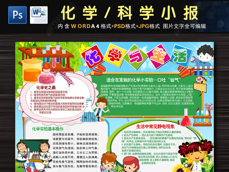 化学与生活小报科学知识科普小报模板图片下载