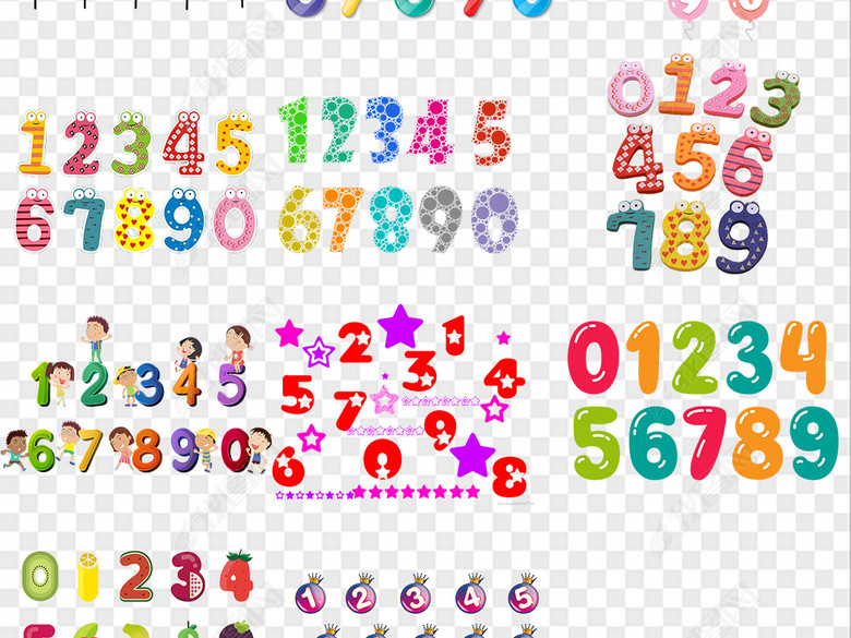 卡通创意阿拉伯数字免扣PNG素材图片下载pn