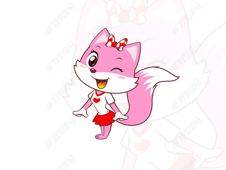 2017年粉色平面可爱卡通狐狸妹妹(图片编号:1