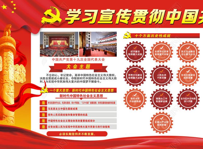 17年学习宣传党第十九次代表大会精神展板(图