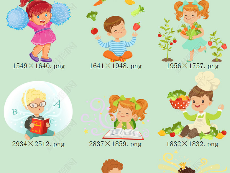 70款卡通儿童,幼儿园教师学生,爱学习的好孩子