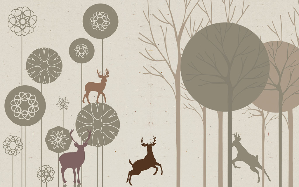 手绘花纹小清新抽象图案电视背景墙