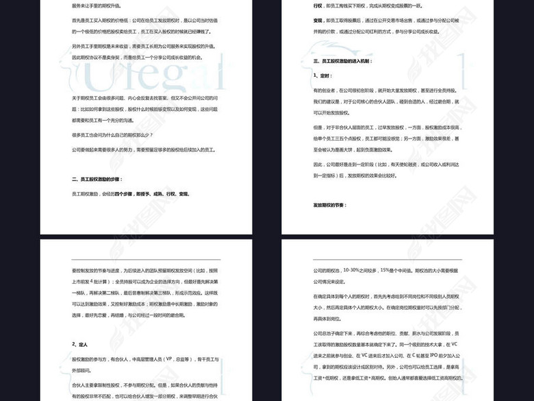 创业公司员工股权激励方案word模板图片下载