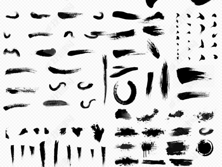 中国风毛笔字体偏旁部首笔画PNG素材图片下