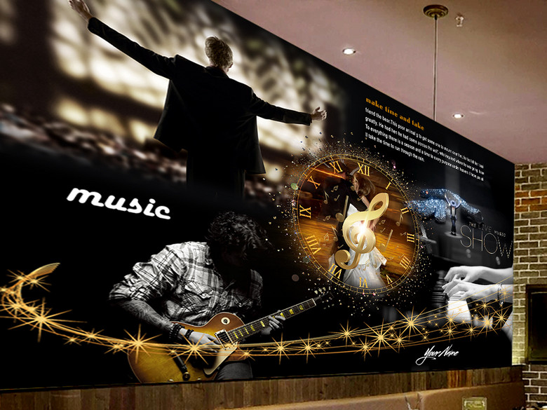 音乐时光梦想酒吧咖啡馆背景墙