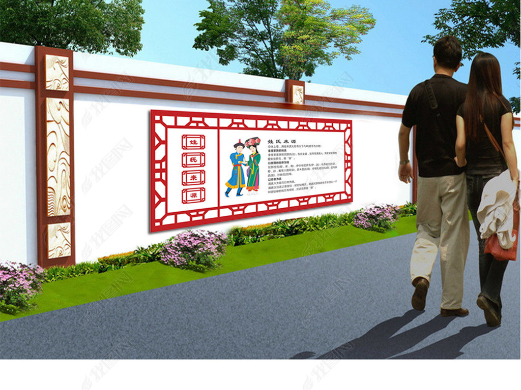 传统文化满族历史姓氏来源社区文化墙