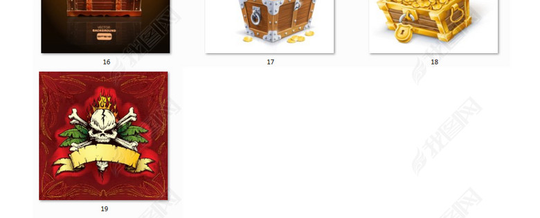 卡通海盗旗人物武器骷髅头宝藏宝箱元素AI矢量