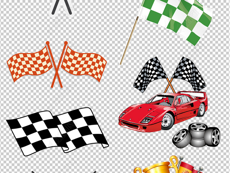 赛车旗帜比赛黑白格子旗背景纹理PNG素材图
