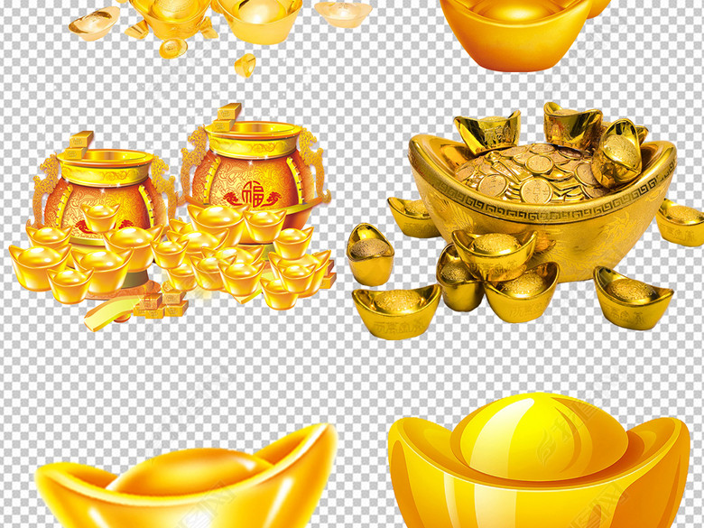 金元宝金币财经硬币金子红包福袋png素材图片