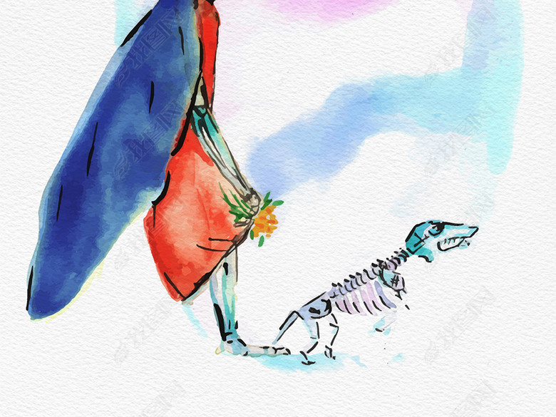 炫彩水彩花鸟卡片背景墨西哥风情设计元素图片