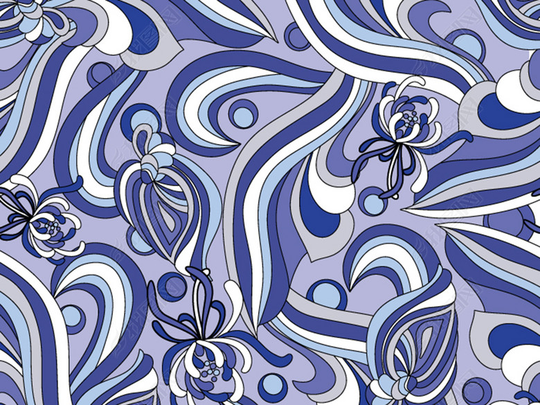 矢量图休闲植物花卉植物花纹色彩蓝色灰色白色