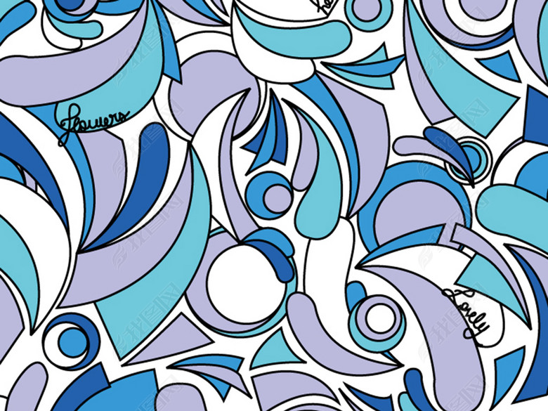 矢量图休闲几何色彩蓝色绿色紫色白色满身图案