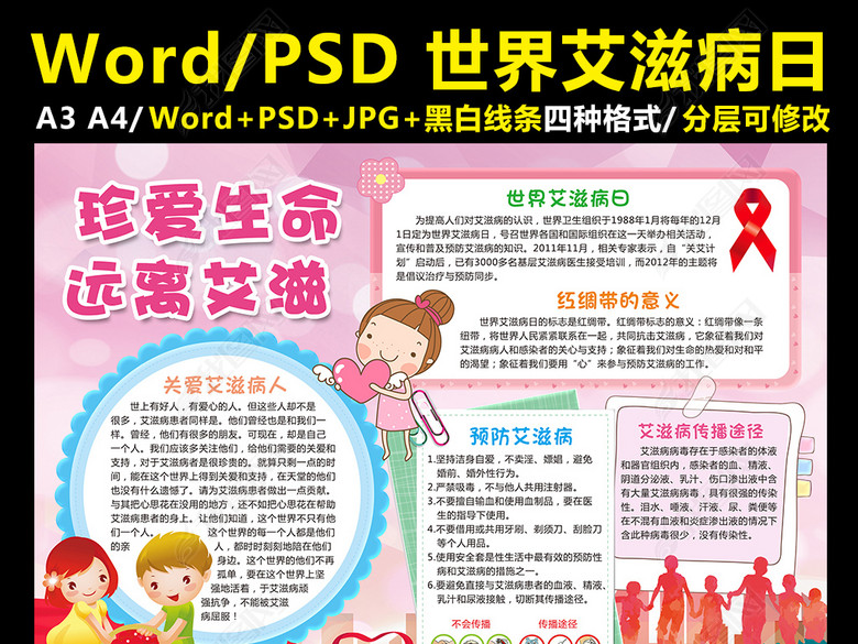珍爱生命远离艾滋小报健康手抄报电子小报图片
