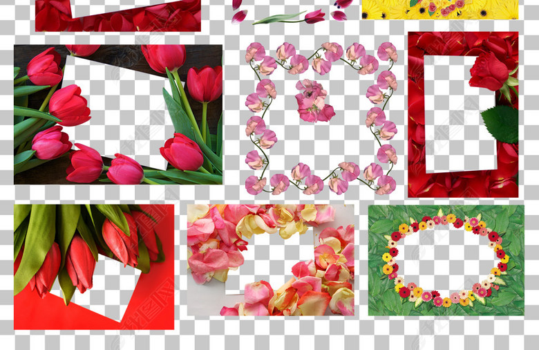 55款时尚鲜花花卉花圈边框免抠素材图片下载