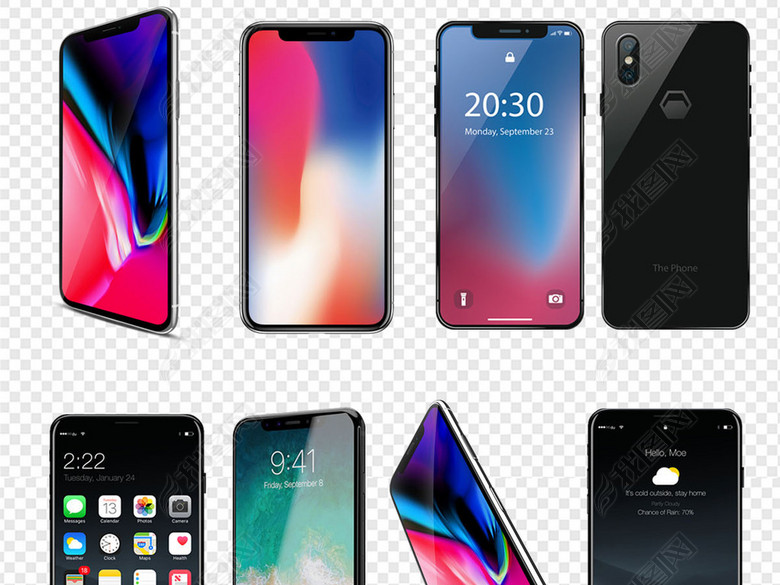 iPhone8iPhoneX苹果手机模型png背景免扣素材