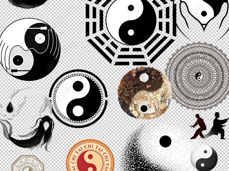 60款太极八卦图中国风算命风水元素素材图片