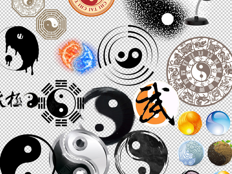 60款太极八卦图中国风算命风水元素素材图片