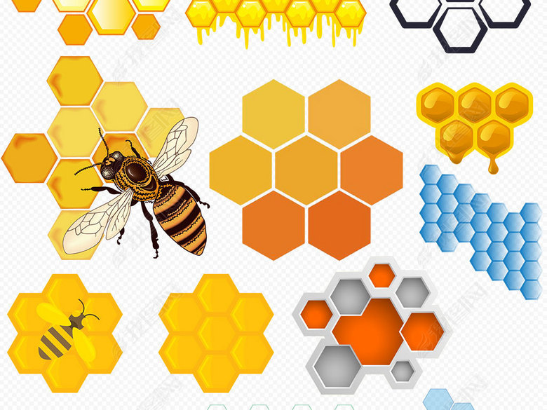 六边形蜂蜜蜂巢PPT元素多边形标签图片下载p