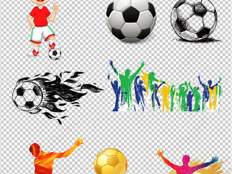 体育运动卡通踢足球运动人物png海报素材图片