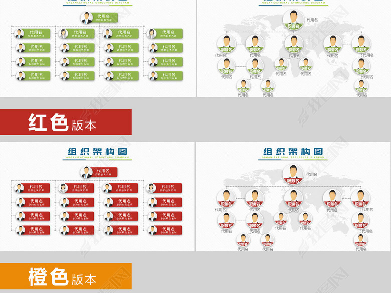 创意企业事业单位党政组织架构图PPT模板(图