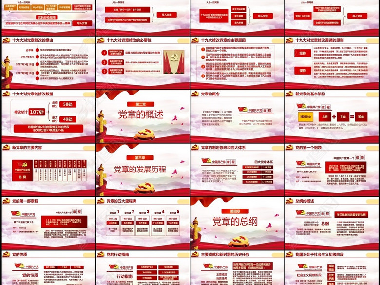 十九大通过的新党章全文学习解读PPT(图片编