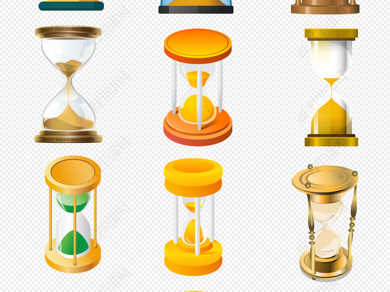 银行理财金融时间金色沙漏PNG背景素材图片