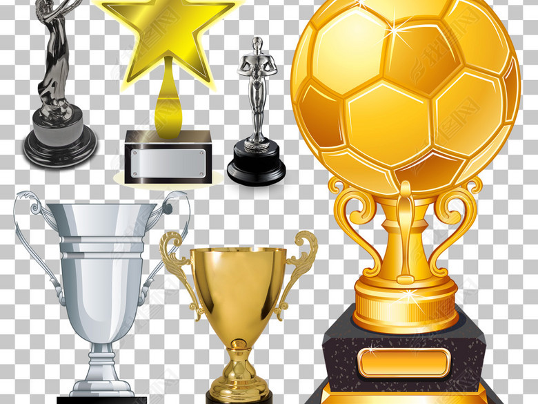 48款比赛冠军奖杯金杯银杯免抠素材图片下载