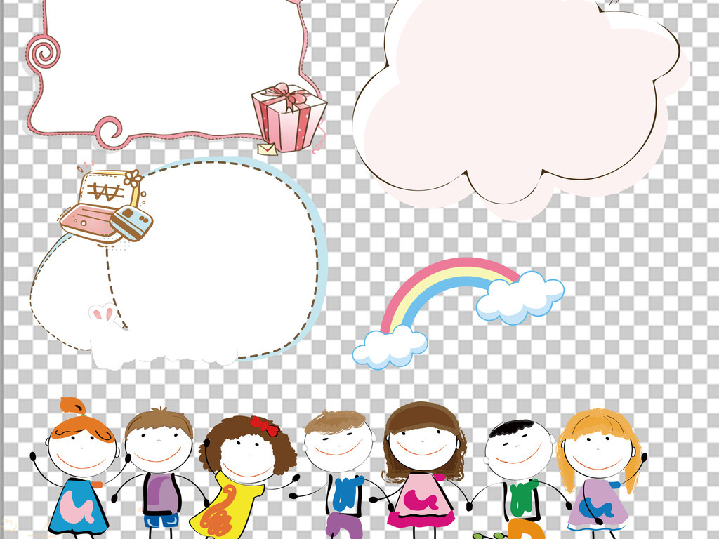 可爱卡通边框学生学习返校开学季png素材