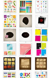 现代潮流创意折纸UI设计标签贴纸网页按钮AI矢