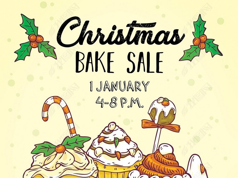 烘焙坊甜品店圣诞节促销活动海报PSD模板(图