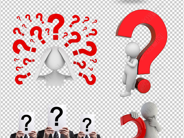 疑问问号握手商务3D小人图片素材图片下载ps