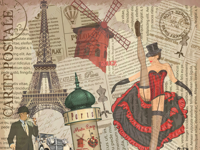 写实报纸复古欧式方格英文字母建筑图案图片下