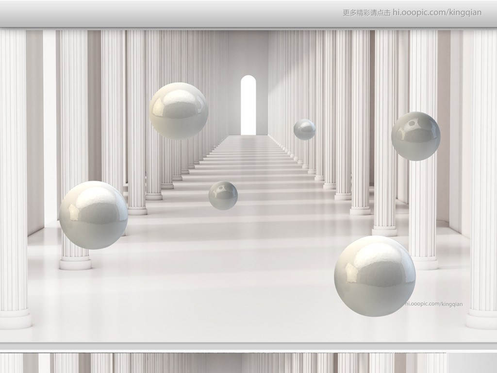 罗马柱抽象建筑空间立体圆球3d背景墙