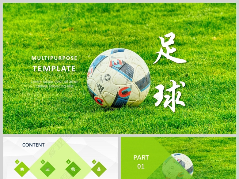 体育足球运动竞技拼搏精神PPT动态模板(图片
