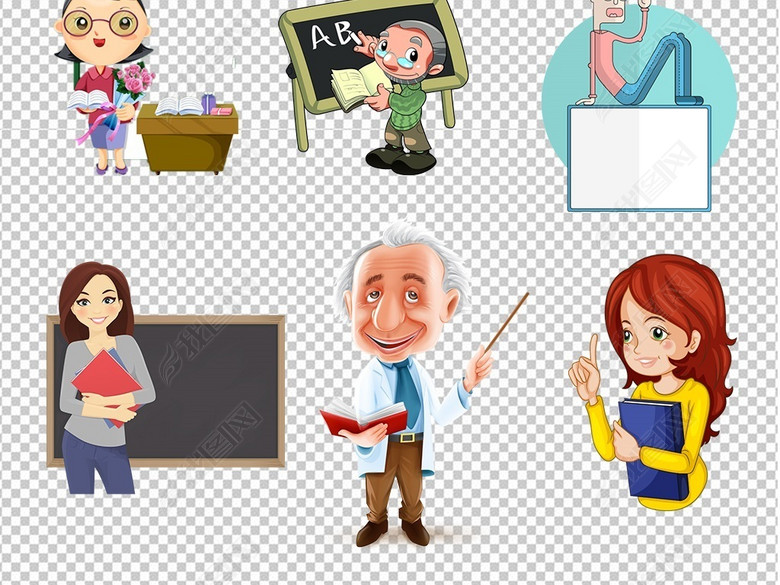 卡通老师男老师女老师讲课上课PNG素材图片
