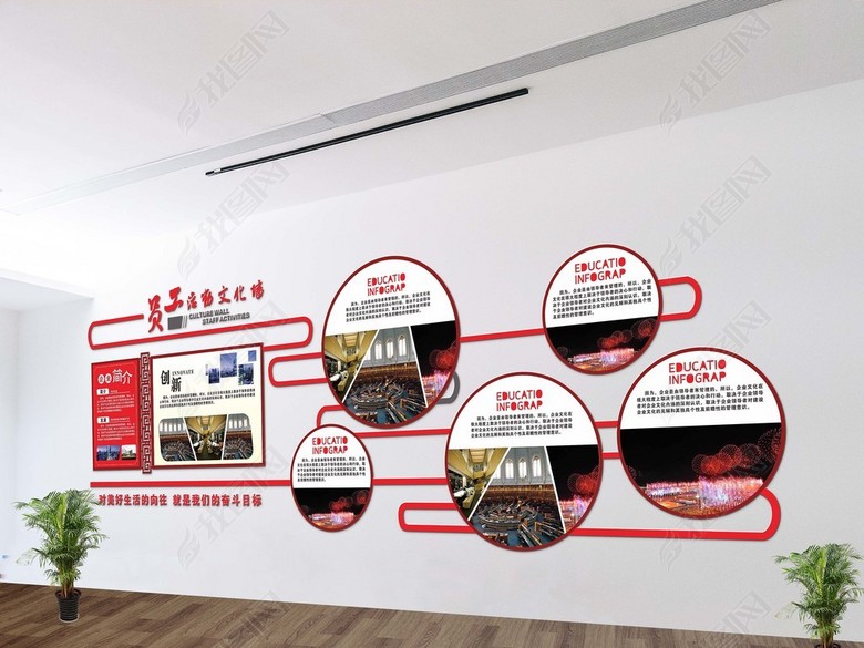 3D微立体员工文化墙图片下载cdr素材-工会文化