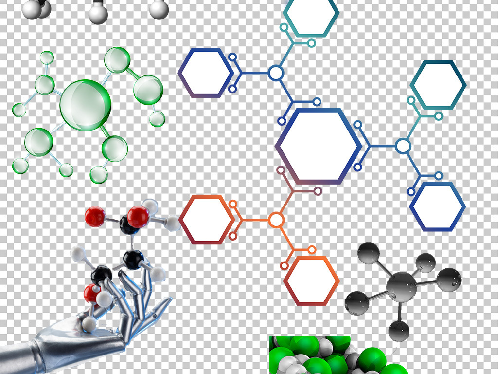 动感球状医学实验分子结构PNG免扣.图片设计