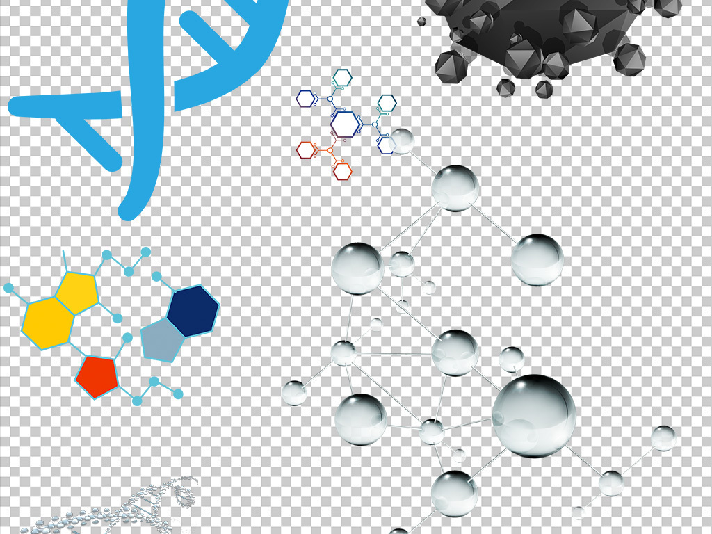 动感球状医学实验分子结构PNG免扣.图片设计