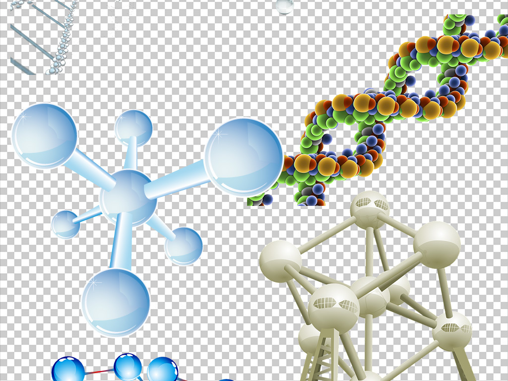 动感球状医学实验分子结构PNG免扣.图片设计