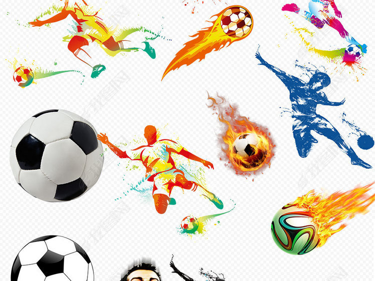 2018世界杯卡通踢足球运动人物剪影
