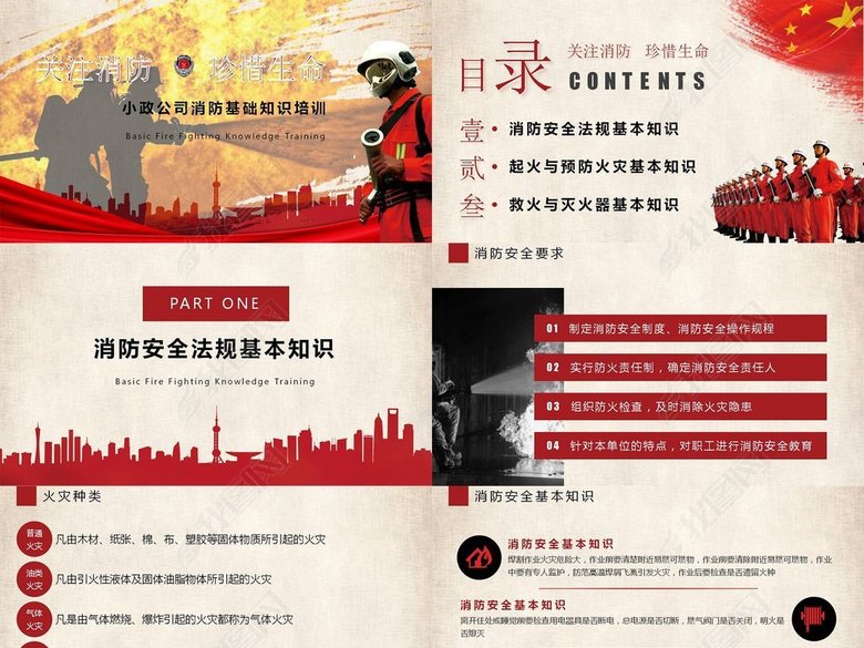 简洁商务消防安全基础知识培训安全生产ppt图