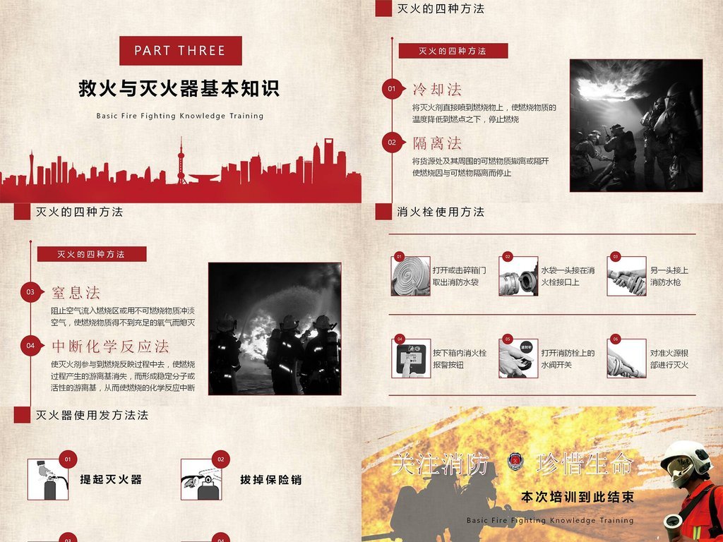 简洁商务消防安全基础知识培训安全生产ppt