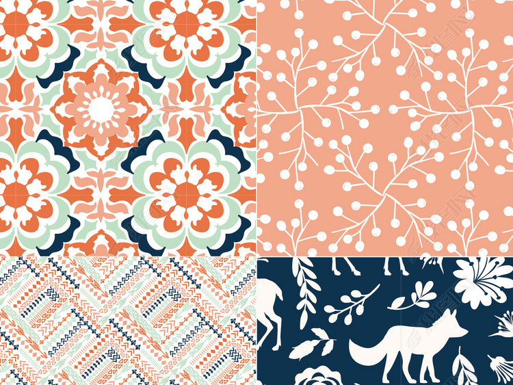 2017北欧森系小清新抽象花纹底图矢量素材