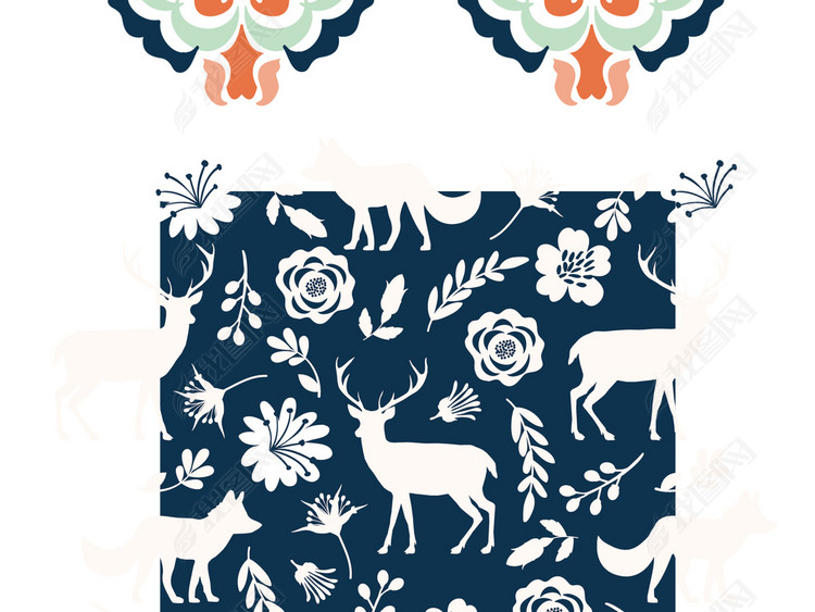 2017北欧森系小清新抽象花纹底图矢量素材