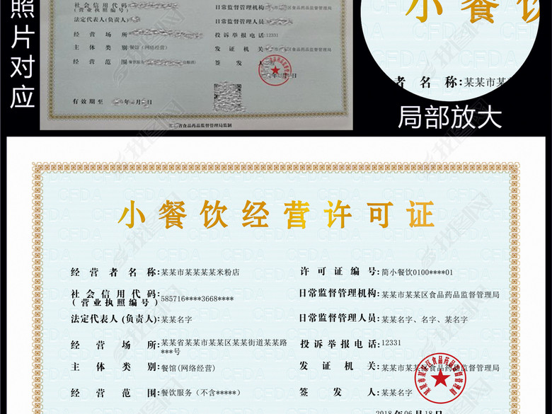 小餐饮经营许可证食品经营许可证图片下载ps