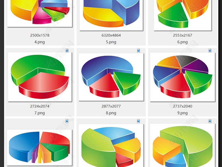 立体饼型数据统计分析PNG免扣素材PPT图片
