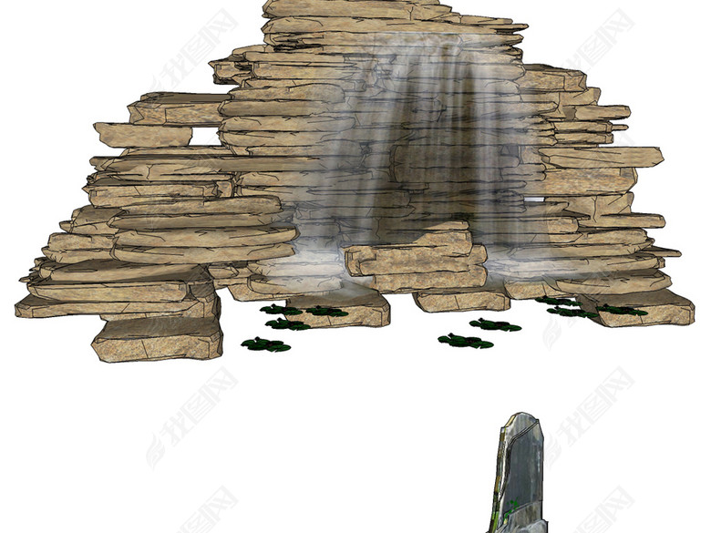 388款假山置石景观石su模型图片下载skp素材